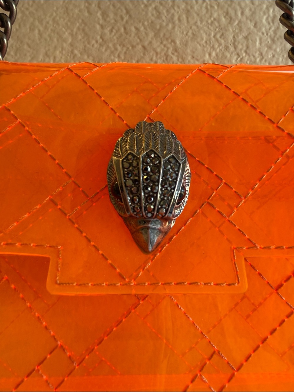 Kurt Geiger London Orange Mini Kensington Vinyl Clear Crossbody Bag - Picture 10 of 17